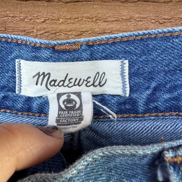 Madewell Womens Low-Slung Baggy Jeans Size 31 Blue Denim With Black Side Stripes - Picture 2 of 14